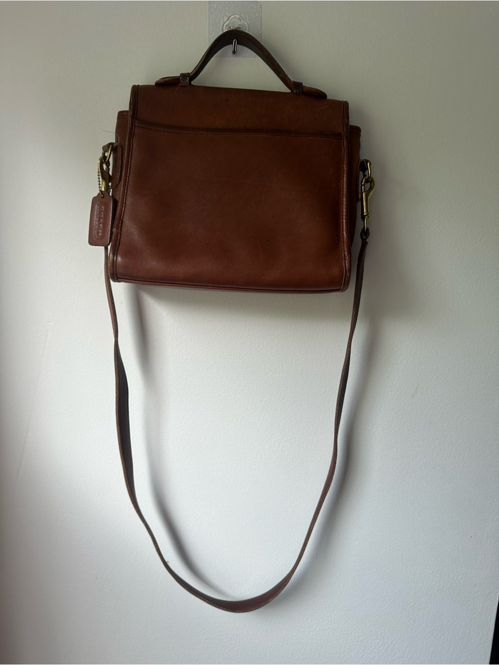 Vintage Coach Chestnut Brown Leather Turnlock Satchel with Strap y2k 80s - Picture 2 of 5